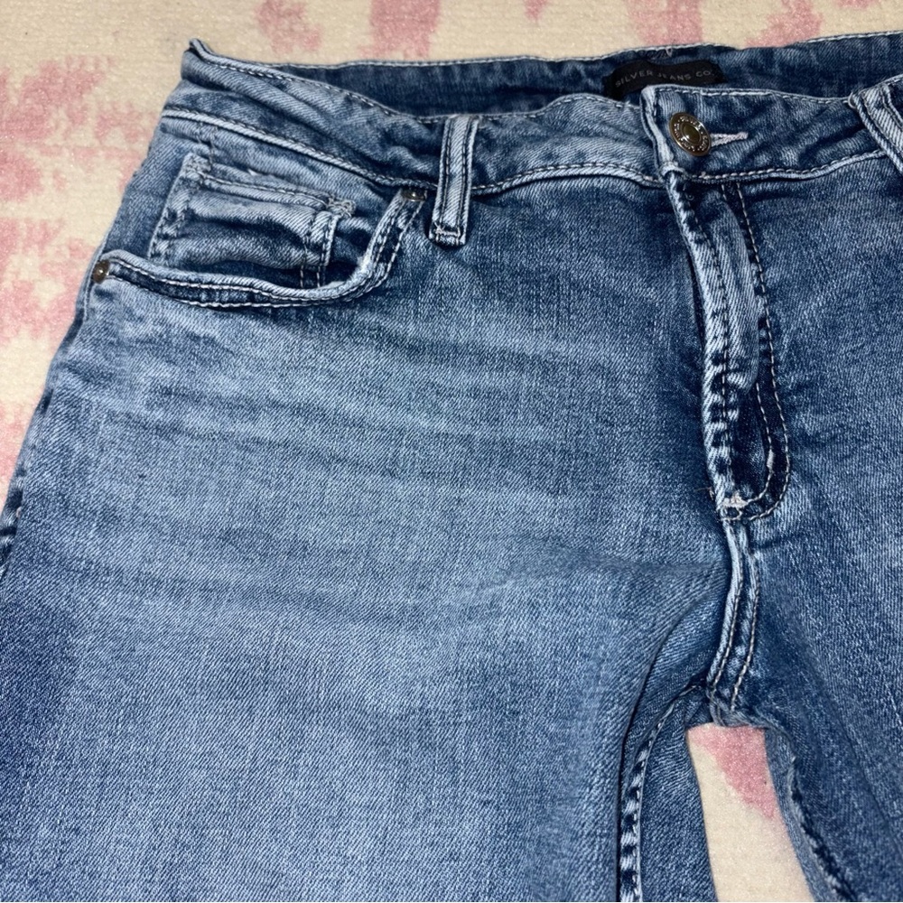 Silver Jeans Distressed Mid-Rise Boyfriend Blue Jeans Women’s 30W 29L - Picture 6 of 15